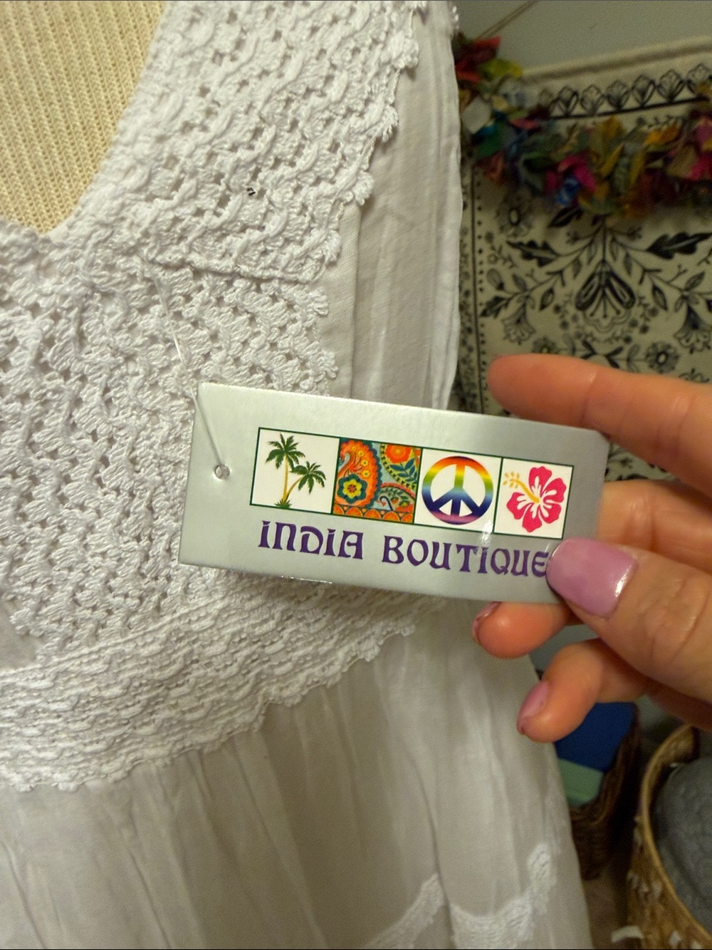 India Boutique White Lace-Trim Maxi Dress - Picture 3 of 8
